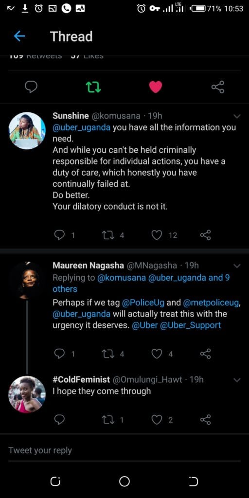 Uber drivers harassing clients.