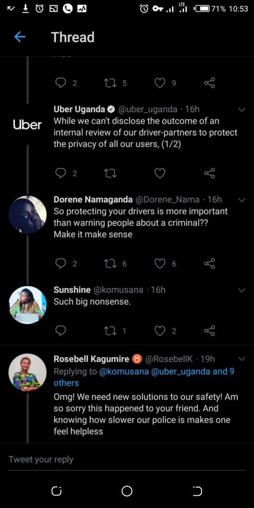 Uber drivers harassing clients.