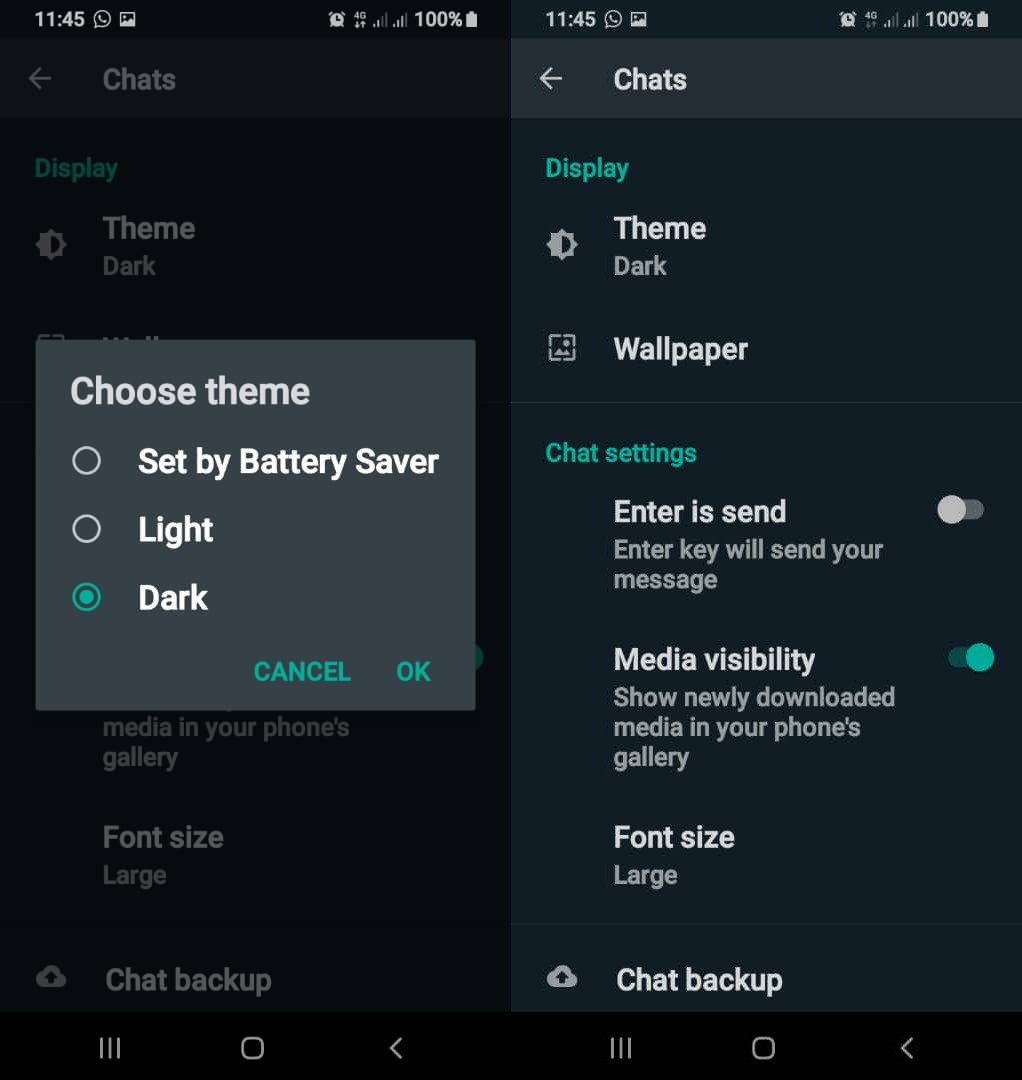 WhatsApp Dark Theme Mode Coming Your Way - Newslibre